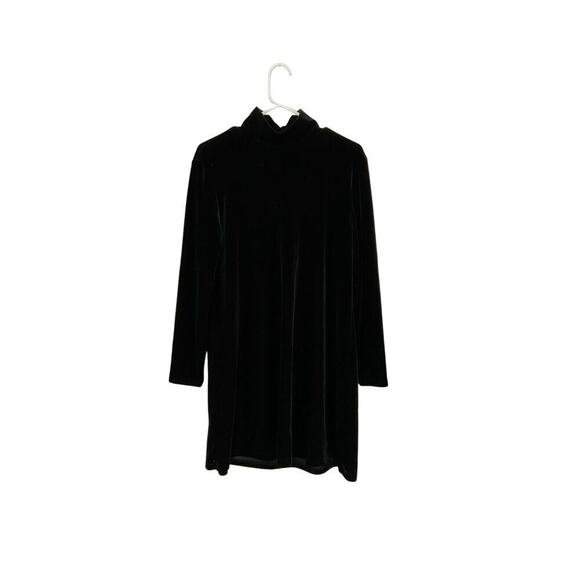 D.J. International Dresses & Skirts - DJ Int'l VTG 90s Black Velvet Turtleneck Fit & Flare Dress Size Large Stretch